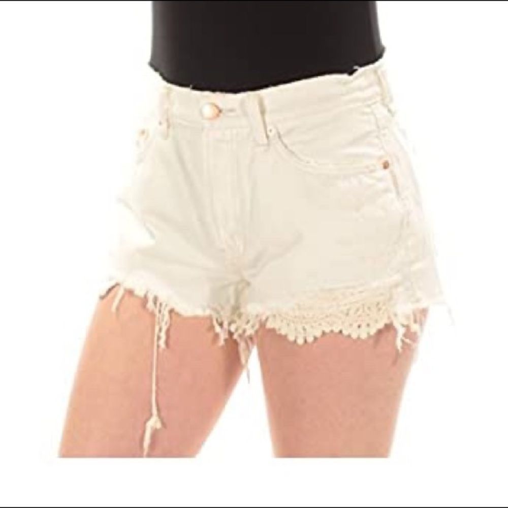Free People | Lace Insert Distressed Shorts